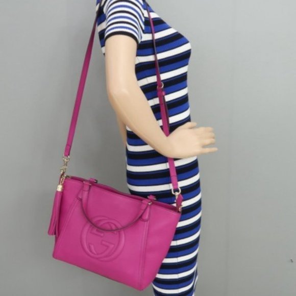 Auth Gucci Soho Small Fuchsia Calfskin Satchel Bag - Picture 11 of 11